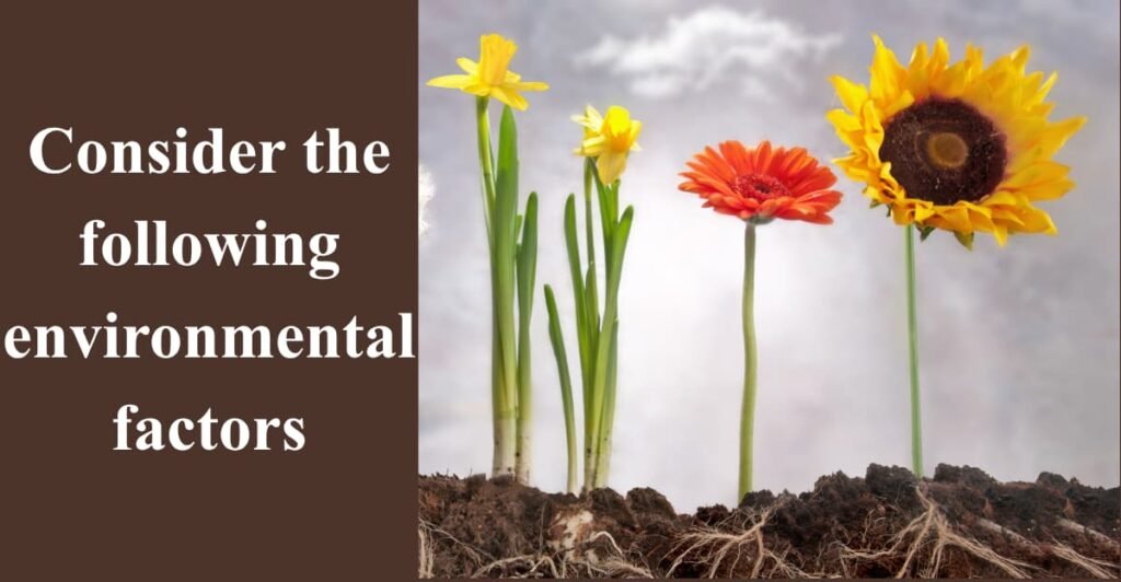 Consider the following environmental factors