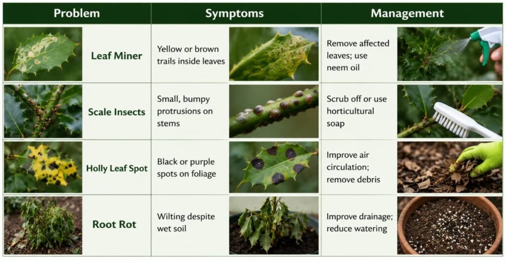 Common Diseases and Pest Problems in Holly Plants